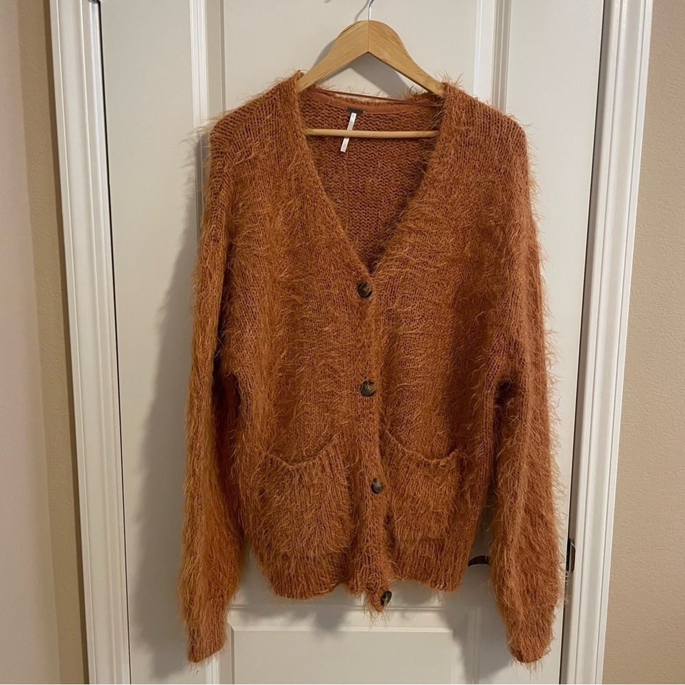 Free People Nevermind Cardigan Sweater Button Up Cider Burnt Orange Size XS - Picture 6 of 17